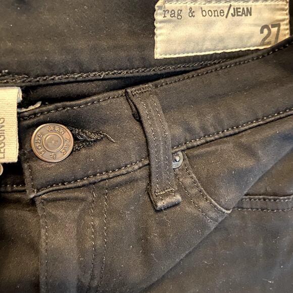 Rag & Bone Legging Skinny Jean Stretch Mid Rise Jegging Revolve Black Plush 27 - Picture 3 of 5